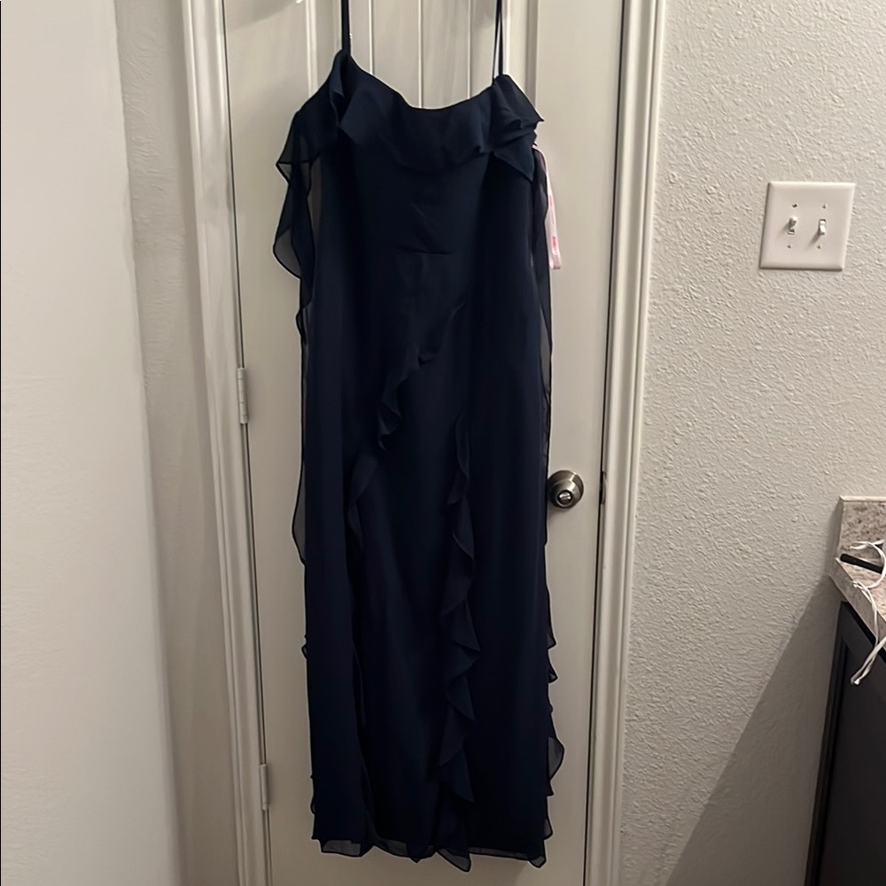 Azazie Black Spaghetti Strap Cocktail Gown